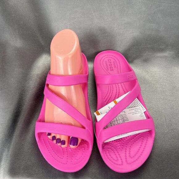 Crocs Kadee II Strappy Sandals Women's 8 Crush Pink Iconic Comfort Summer Slides - Picture 9 of 17